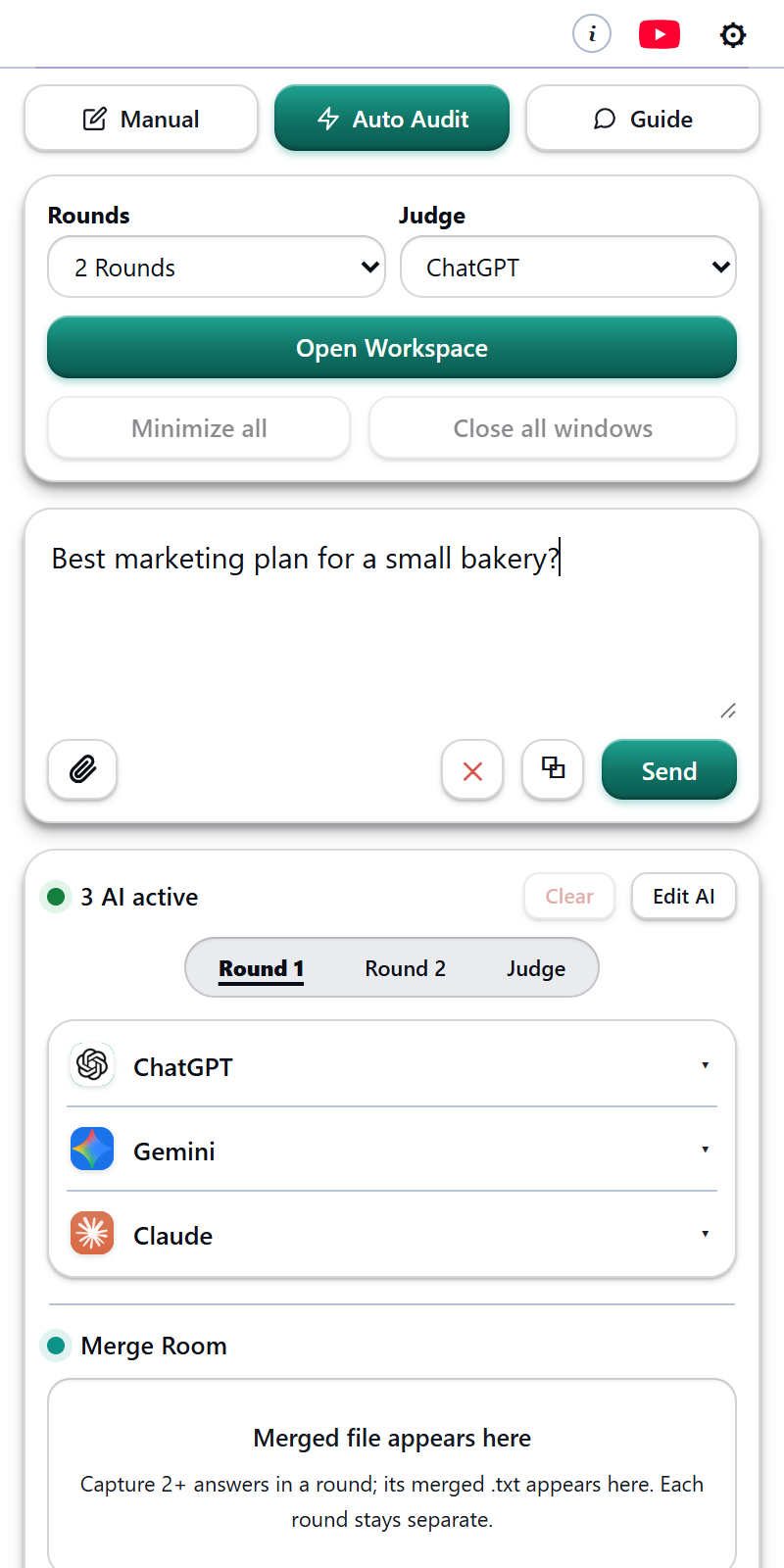 Auto Audit mode with rounds and judge